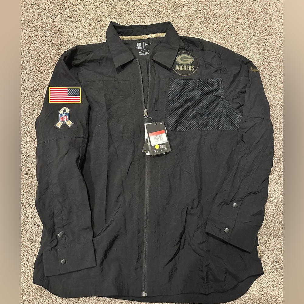 NWT Green Bay Packers Nike Salute to Service Black Windbreaker Jacket Men’s L